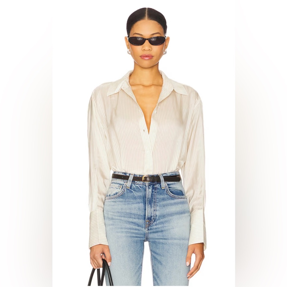 NWT Anine Bing Bridget Shirt in‎ Ivory & Black in XS - Picture 5 of 15
